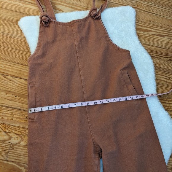 Petal Roz Cropped Relaxed Fit Overalls in Warm Tan - Picture 9 of 9